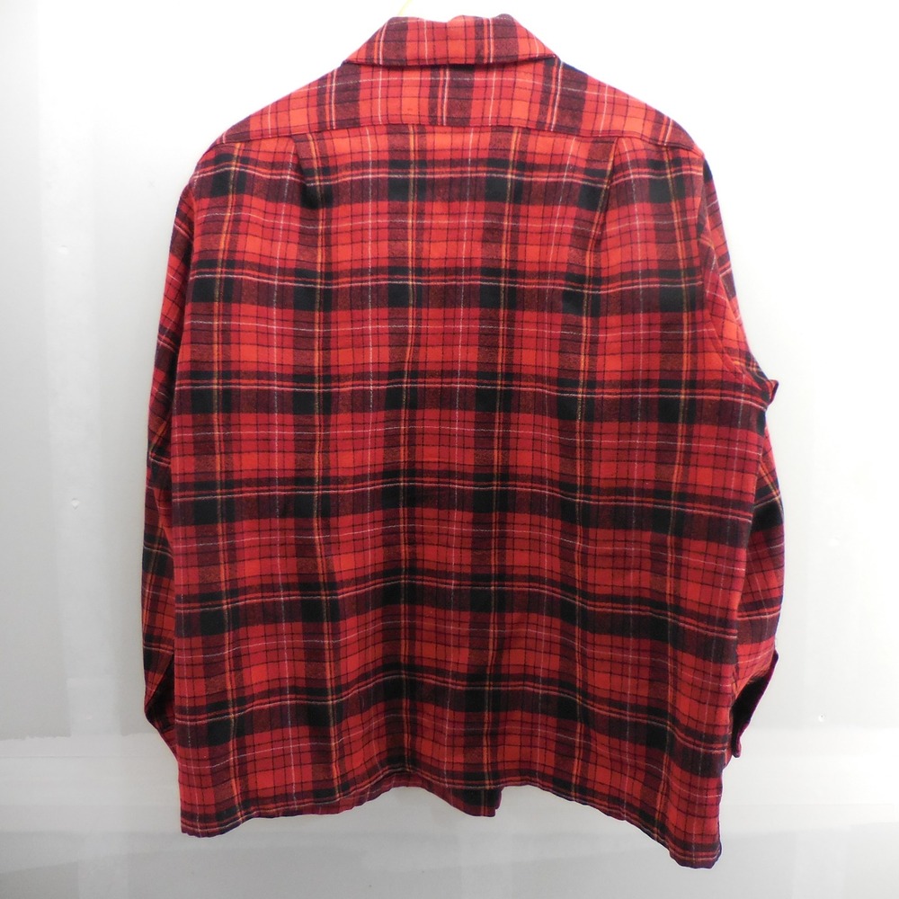 Vintage Pendleton‎ Wool Loop Collar Board Shirt XL Red Black Plaid Made in USA